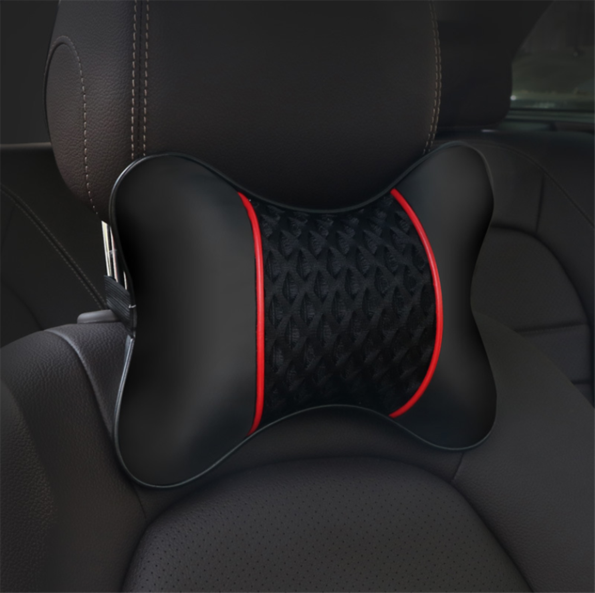 2pcs Travel Car Auto Seat Head Neck Rest PU Leather Cushion Pad