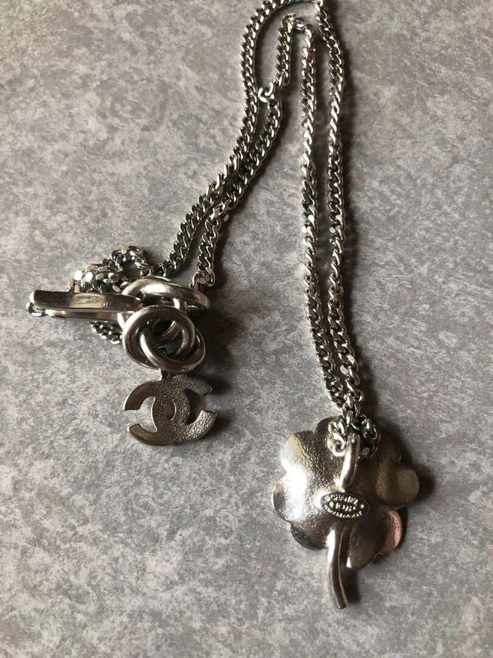 CHANEL Vintage Collar Colgante Top Trébol Marca Coco Mujer Auténtico Francia Foto 3 de 4