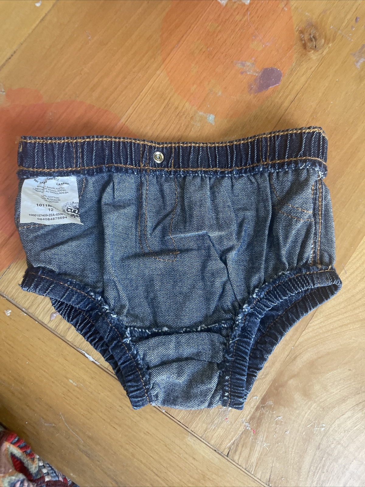 Wrangler Infant Baby Diaper Cover Denim  Size 12 Months See Full Description