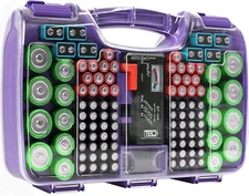 The Battery Organizer Storage Case (180) w/Tester, Clear Case, & Battery Holder