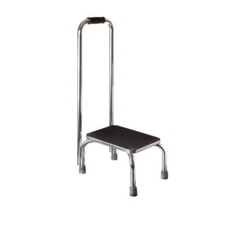 Step Stool with Handle, Non Skid Rubber Platform, Lightweight, Sturdy-Chrome/Blk