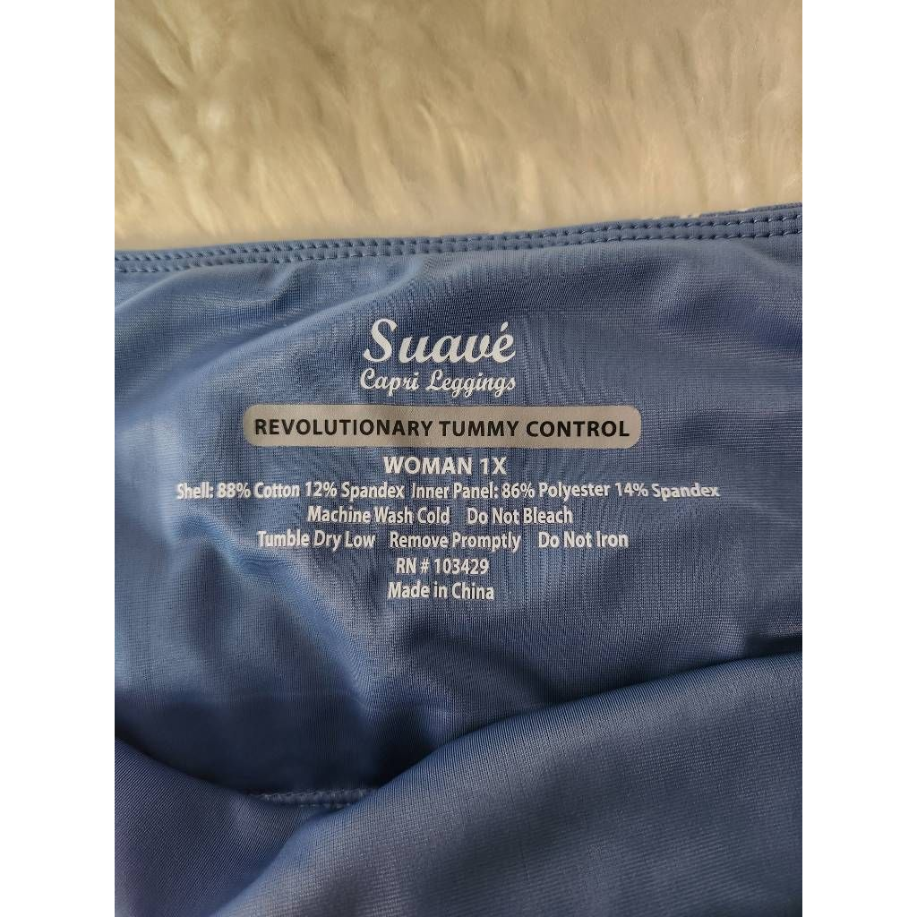 Suave Womens Revolutionary Tummy Control Capri Leggings Blue Stripe