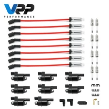 8 Set Round Ignition Coil and Spark Plug Wire For GMC Chevy Silverado 1500 5.3L