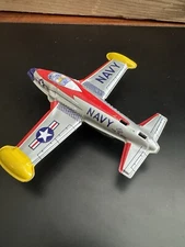 vtg metal tin Navy airplane S2 made in Japan  toy