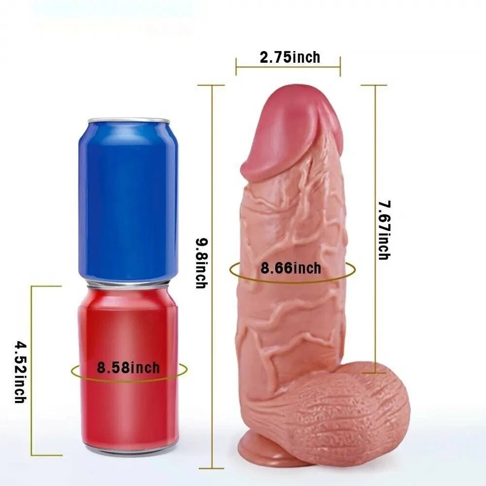 Silicone HUGE Dildo Realistic Dong Thick Big Penis Anal G-spot Sex Toy Women Men - Image 2 of 4
