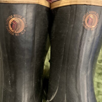 Vintage LaCrosse Rubber Mills Co, Black Rubber Rain Snow Over Shoe Boots Size 14