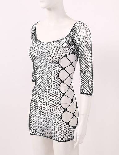 Womens Sheer Mesh Bodycon Dress See-through Long Sleeve Dress Nightwear Clubwear - Picture 67 of 68