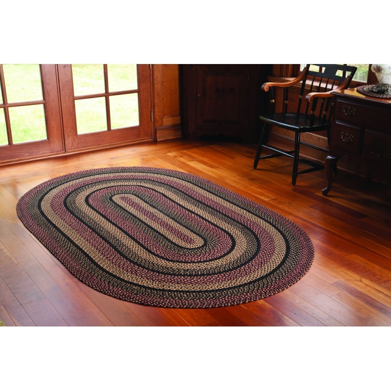 Blackberry Oval Area Carpet Braided Rug 22" x 72" Jute Fiber by IHF