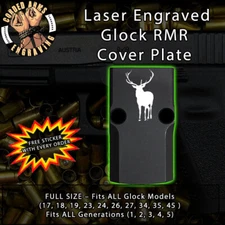 Bull Elk -  Laser Engraved RMR Cover Plate for Glock 19 17 23