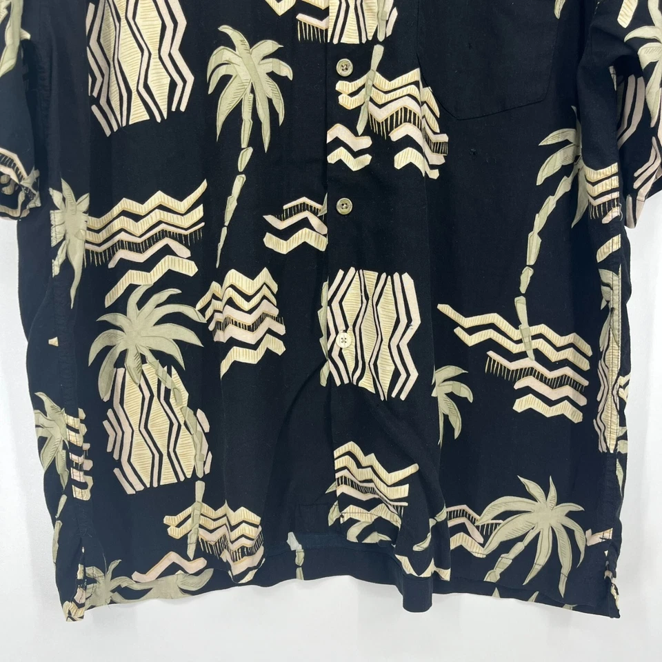 Hilo Hattie Hawaiian Shirt Men's XL Black Tropical Beach Print Button Collared - Image 3 of 4