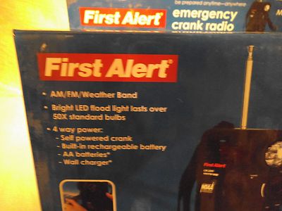 FIRST ALERT EMERGENCY CR200 CRANK RADIO AM FM WEATHER BAND LED LIGHT 4 WAY POWER