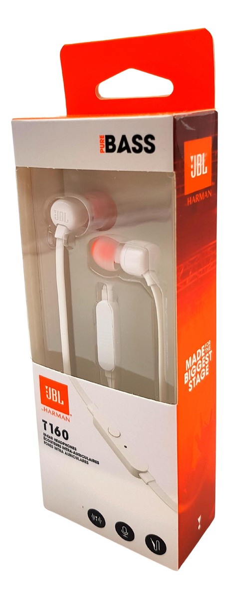 JBL Tune T160 Tune In-Ear Headphone with Mic Weiß Neu OVP