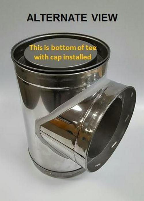 6" ID Class A Double Wall Tee & Plug Insulated Stove Pipe Fuel