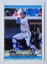 signed Roberto Alomar 1992 Donruss #58  - Padres - Toronto Blue Jays Autograph 