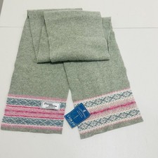 NWT Clansman Collection Wool Scarf Gray 7  x64  Made in Scotland Green / Pink