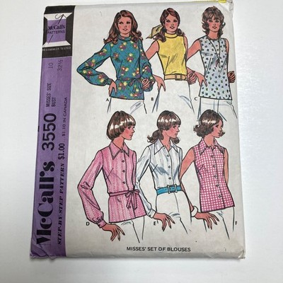 McCall's 3550 Blouses 6 Versions Sleeve Variations 1973 CUT TO SIZE 10