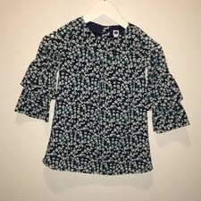 Janie and Jack Floral Dress ruffle Bell sleeves Size 4 Blue Green White flowy
