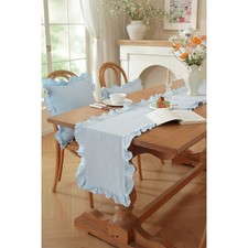 Machine Washable Cotton Table with Ruffled Edges 35x160cm for Daily Use