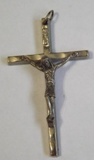 Religious ornate wavy rosary crucifix pendant medal Jesus Christ INRI Italy