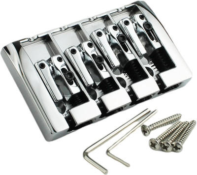 Bass Guitar Bridge, 4 String Fixed Bridges String Space 19Mm Replacement Chrome