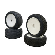 Proline electron tires 1/10th tires and pins staggered on white buggy wheels