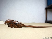 Chinese Statue Hairpin Hair Accessories Boxwood Wooden Carved Butterfly