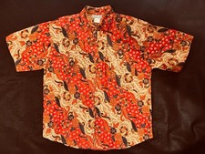 Vintage Magic Craft Floral Button Shirt Sz L Pearl Beaded Paisley 70s Wild Large