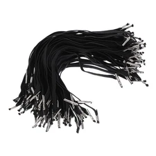 100 Pcs 9 Inch Elastic Barbed Cord 6 mm Loop Stretch Flat String Black