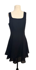 Vintage 90s Chelsea Nites Little Black Chiffon Layered Fit & Flare Dress Size 10