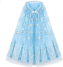 Snowflake Princess Hooded Cape - Blue Princess Fancy Dress, Halloween Costume, C