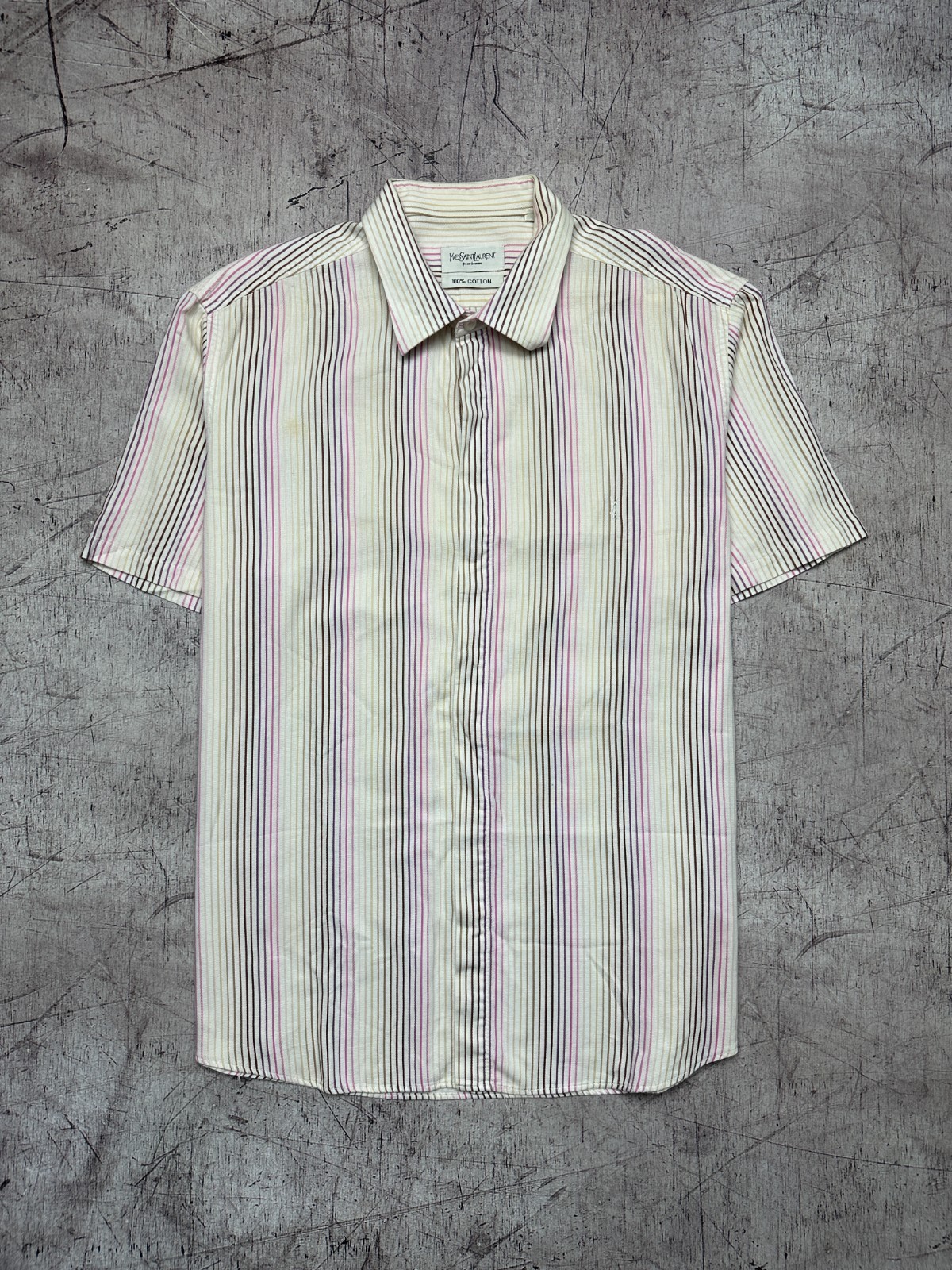 Camicia uomo Yves Saint Laurent YSL manica corta a righe taglia XL