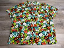 Go Barefoot Hawaiian Camp Shirt Mens 3XL Tropical Floral Aloha Made in USA