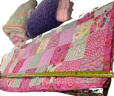 Handmade Lap Patchwork Quilt Cotton Floral Pattern Multicolor approx 41 by 30