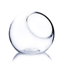 WGV 6" Clear Glass Vase Slant Cut Tilted Bubble Bowl, Plant Terrarium, Floral Ar
