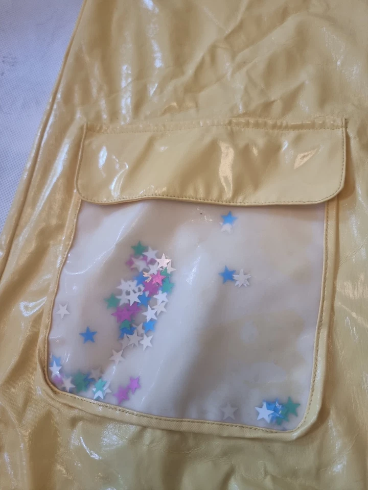 Lindo Abrigo de Lluvia Zara Impermeable Estrellas Lentejuelas Transparente Amarillo XS 6 Chaqueta Midi Foto 2 de 4