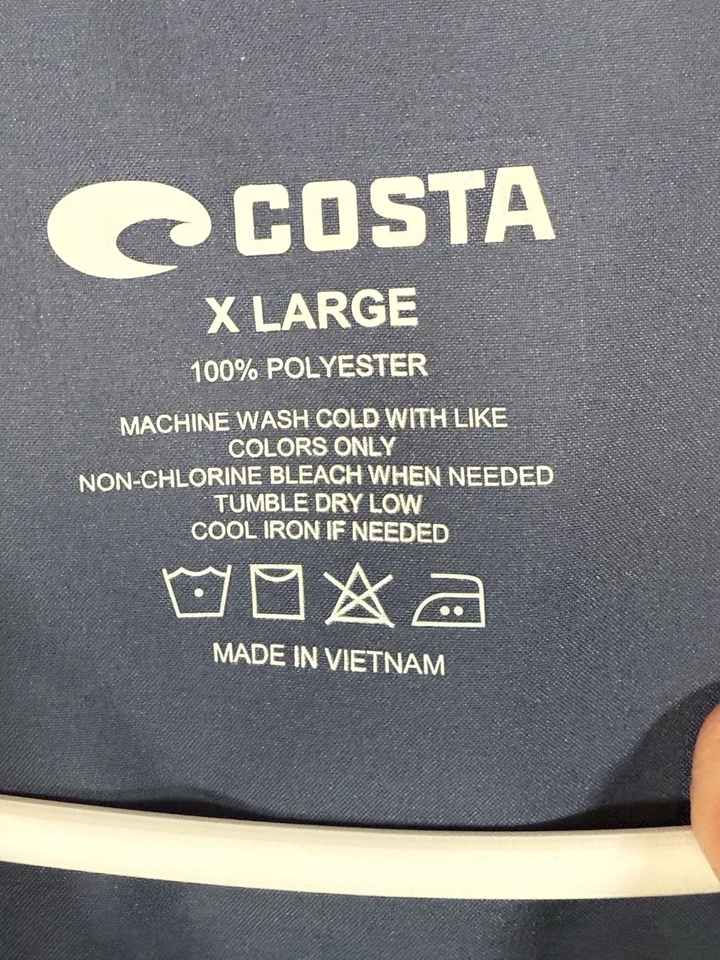 COSTA DEL MAR Hybrid Fishing Shirt Blue Waves Men’s XL Vented Short Sleeve - Image 4 of 4