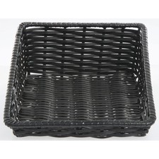 HUBERT Wicker Look Tapered Storage Basket, Rectangular Black- 11 1/2"L x 16"D x