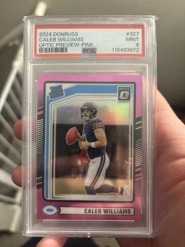 2024 Donruss - Rated Rookie Caleb Williams #327 Optic Preview Pink Prizm PSA 9