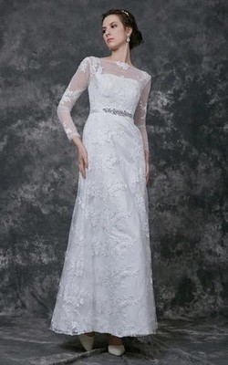 June Bridals Long-Sleeve Lace Wedding Dress