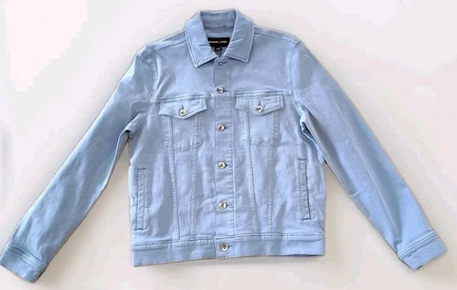 Michael Kors Giacca Denim Uomo Piccolo Elasticizzato Colore Chambray Cappotto con Bottoni
