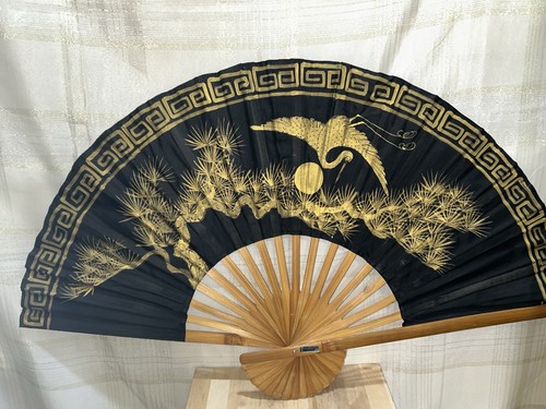 Lrg. Bamboo Vtg. Oriental Handmad  40” X 24” Wall Fan. Made In Thailand