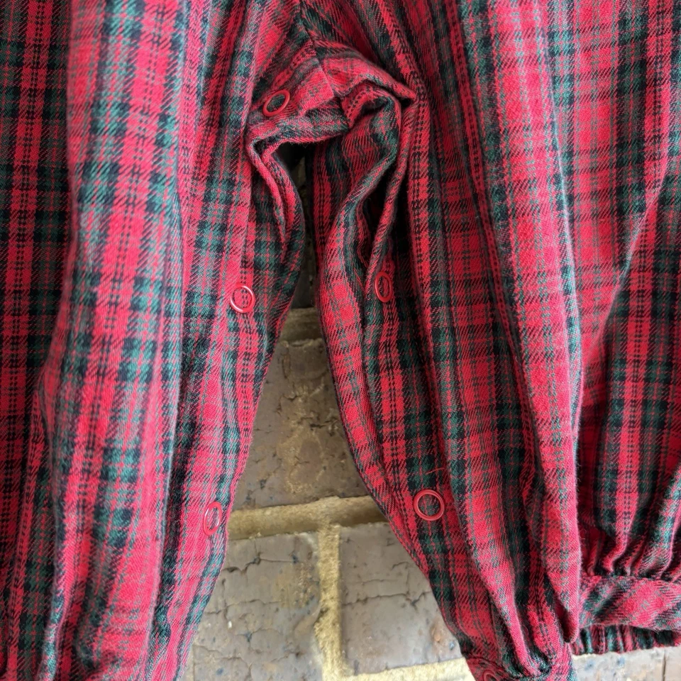 Vintage Class Club Smocked Red Green Tartan Plaid Bubble Romper Size 12M - Image 4 of 4