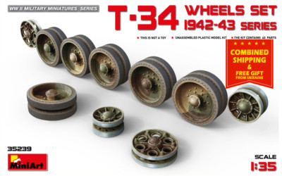 Miniart 35239 T-34 Wheels Set 1942-43 Series 1/35 Scale Plastic Model Building