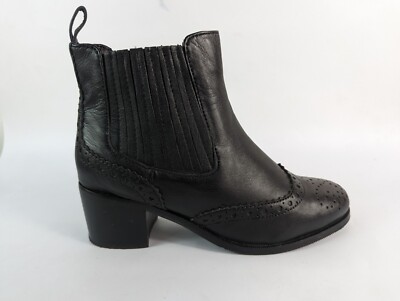 Roberto Vianni Black Leather Chelsea Brogue Ankle Boots UK EU 36 UK