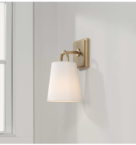 Capital Lighting Brody 1 Light Wall Sconce, Brass/White - 649411AD White Fabric - Picture 2 of 3