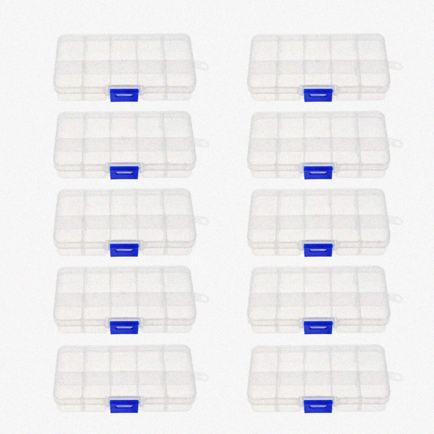 Adjustable 10-Grid ClearFlex Jewelry Organizer Box Set 5x2.5 Inches - 10 Pack-image
