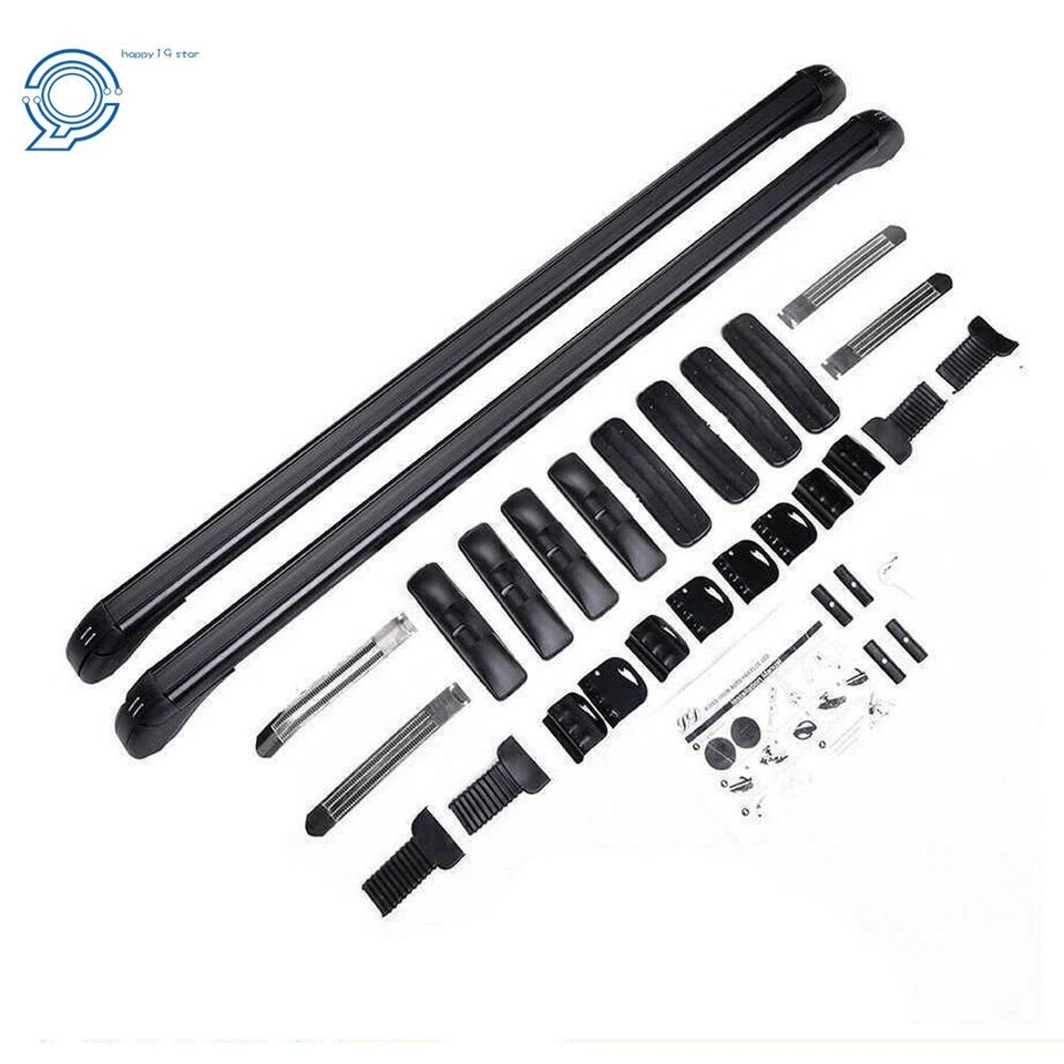 Aluminum Top Luggage Roof Rack Cross Bar Carrier Adjustable Window Frame Black - Image 3 of 4