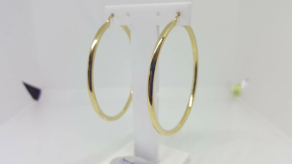 Orecchini A Cerchio Oro Filled 18k Orecchini A Cerchio Extra Large In Gold Filled 18k - Diametro 60mm, Senza Pietre, Per Un Look Bold Orecchini Cerchio Oro Filled - Foto 7