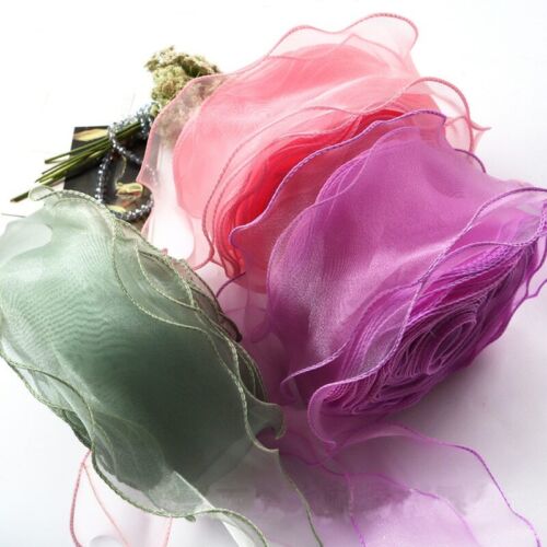 5 Yards Bow Gifts Wrapping Wave Silk Gauze Organza Ribbon for Hair Ornament - Afbeelding 1 van 25