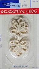 Decorative Frog Closure - Off-White Hand-Made Color Fast 2" Fastener M206.34